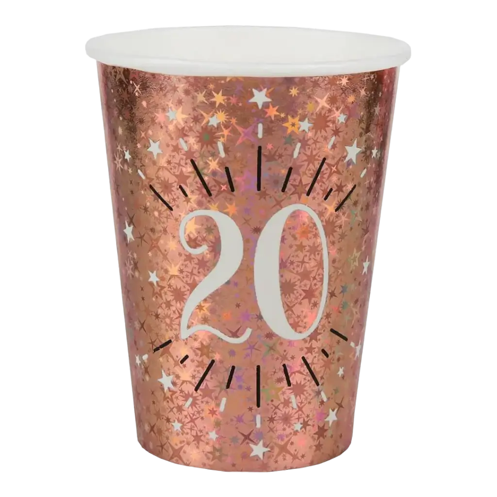 Pappbecher 20 Jahre Pink Gold (10er Set)