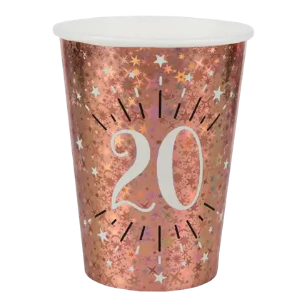 Pappbecher 20 Jahre Pink Gold (10er Set)