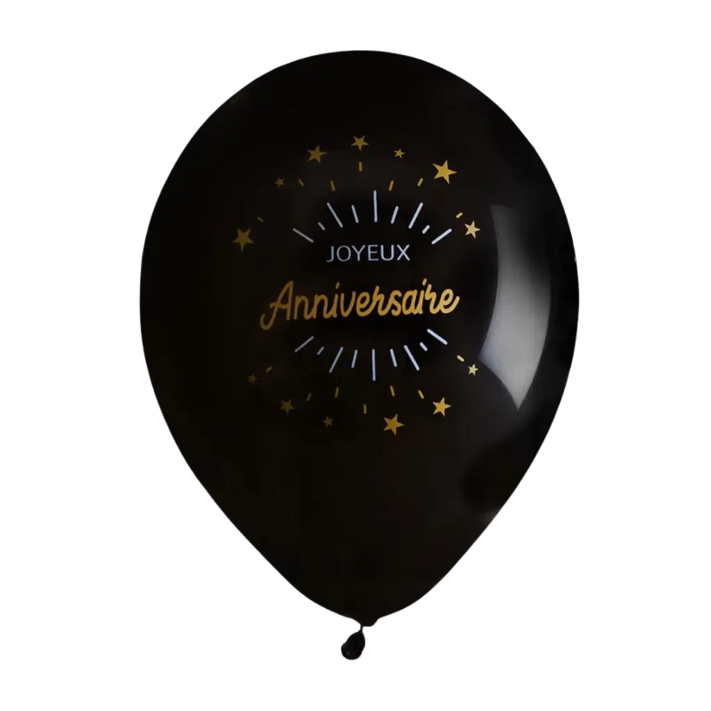 Happy Birthday Ballon SchwarzGold (8er Set)