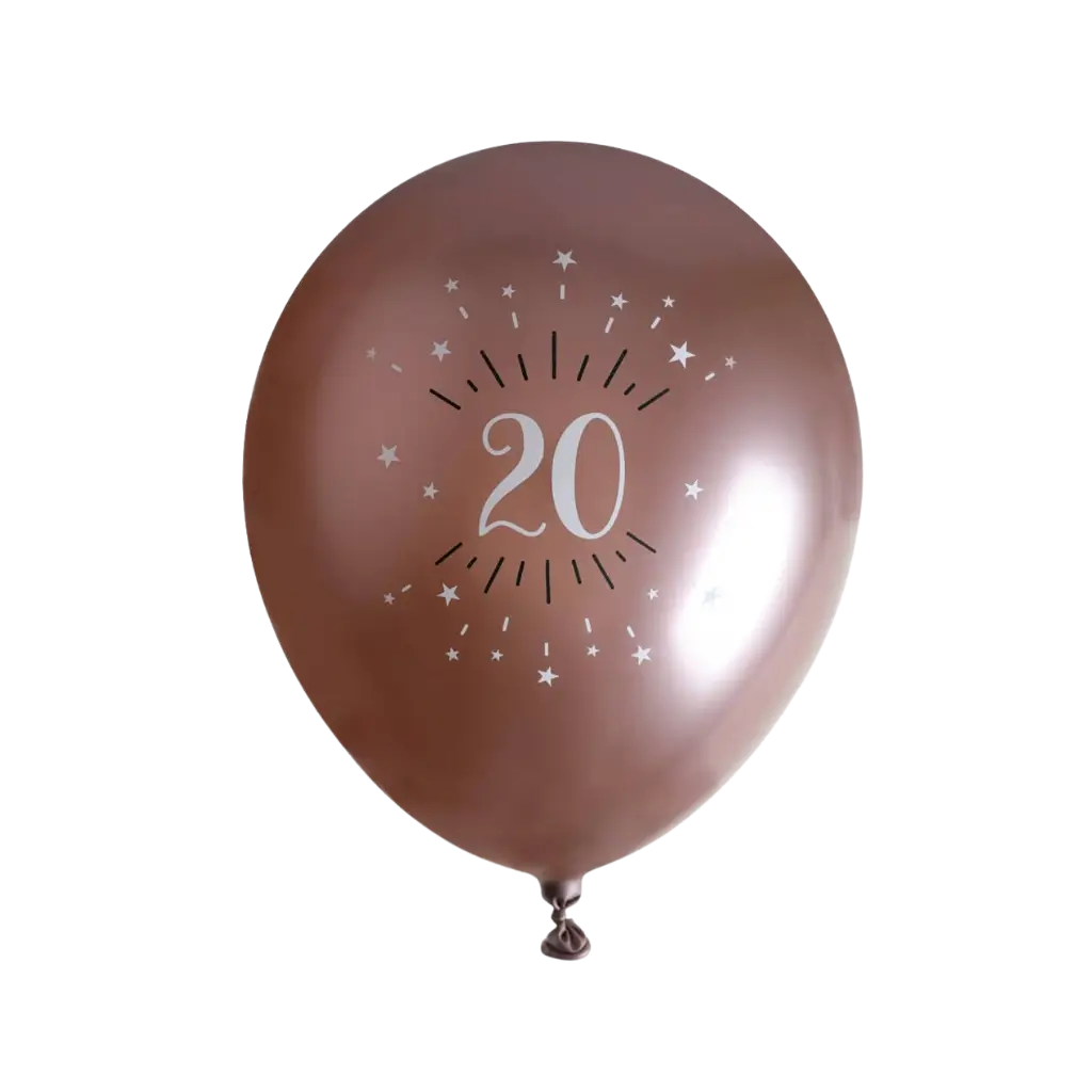 Ballon 20 Jahre Rosa Gold ø 30cm (6er Set)