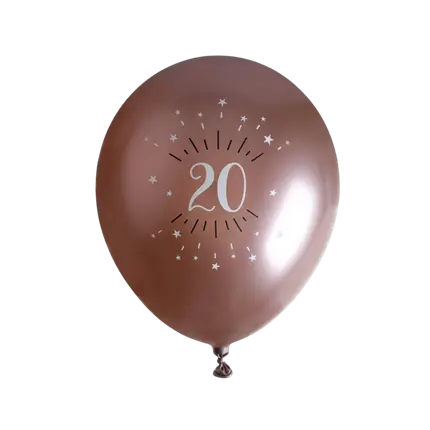Ballon 20 Jahre Rosa Gold ø 30cm (6er Set)