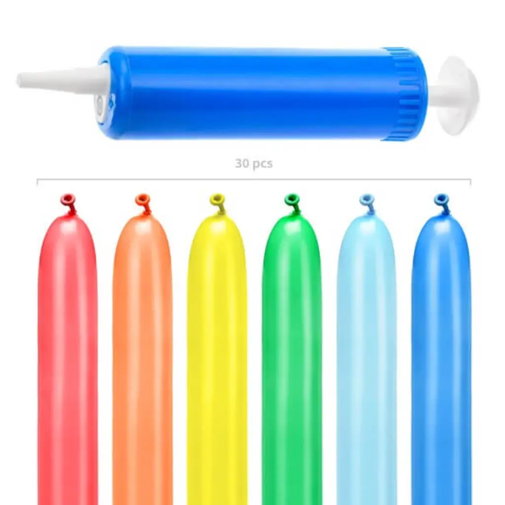 Satz von 30 Pastell Modellierung Ballons + Pumpe