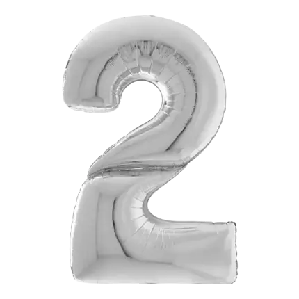 Geburtstagskugel Riesenziffer 2 Silber 163cm