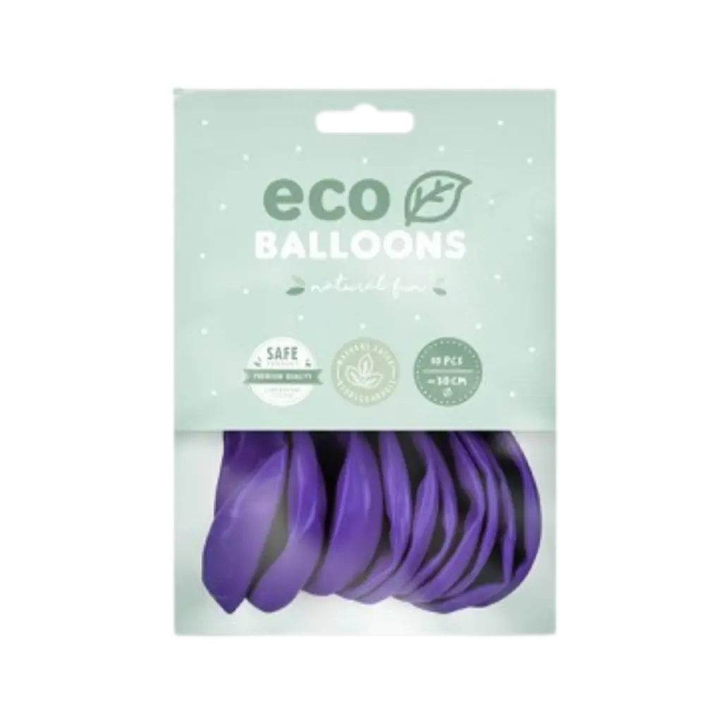 Packung mit 10 lila biologisch abbaubaren Luftballons