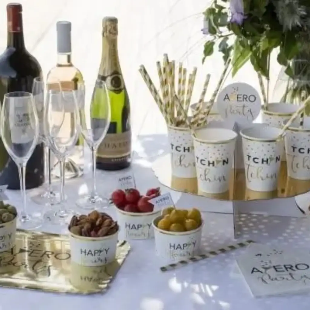 Papptablett "Aperitif" Gold - ø28,5 x 19cm - 5er Set