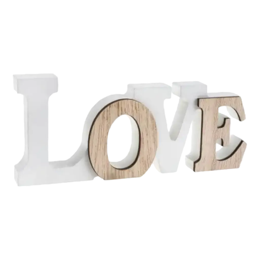 Buchstaben "Love" Weiß / Naturholz