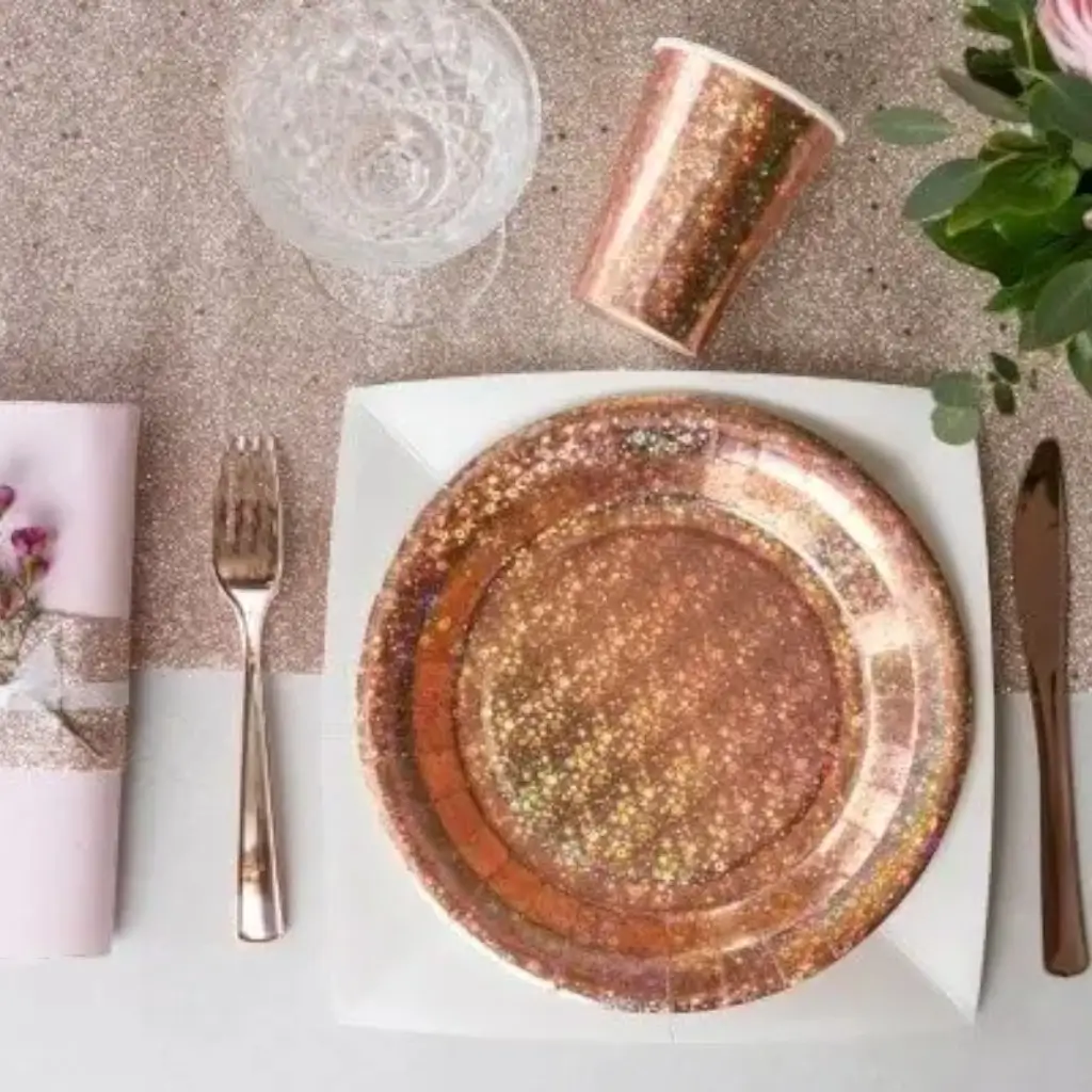 Etincelante Rose Gold Pappteller ø22,5cm - 10er Set