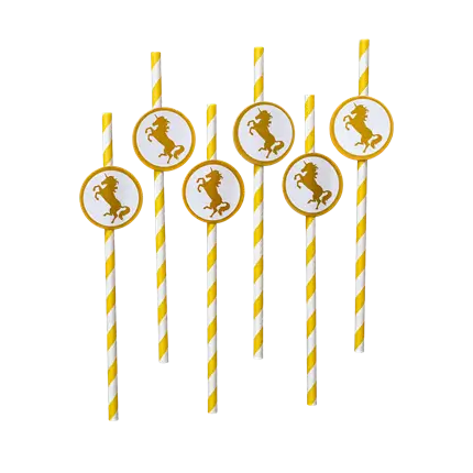 Strohhalme aus weißem und goldenem Einhornpapier (Los 6)