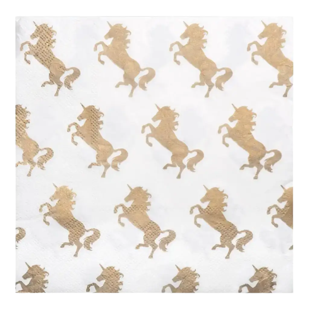 Weiße und goldene Einhorn-Papierhandtücher (20er Set)