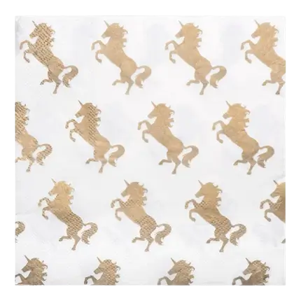 Weiße und goldene Einhorn-Papierhandtücher (20er Set)