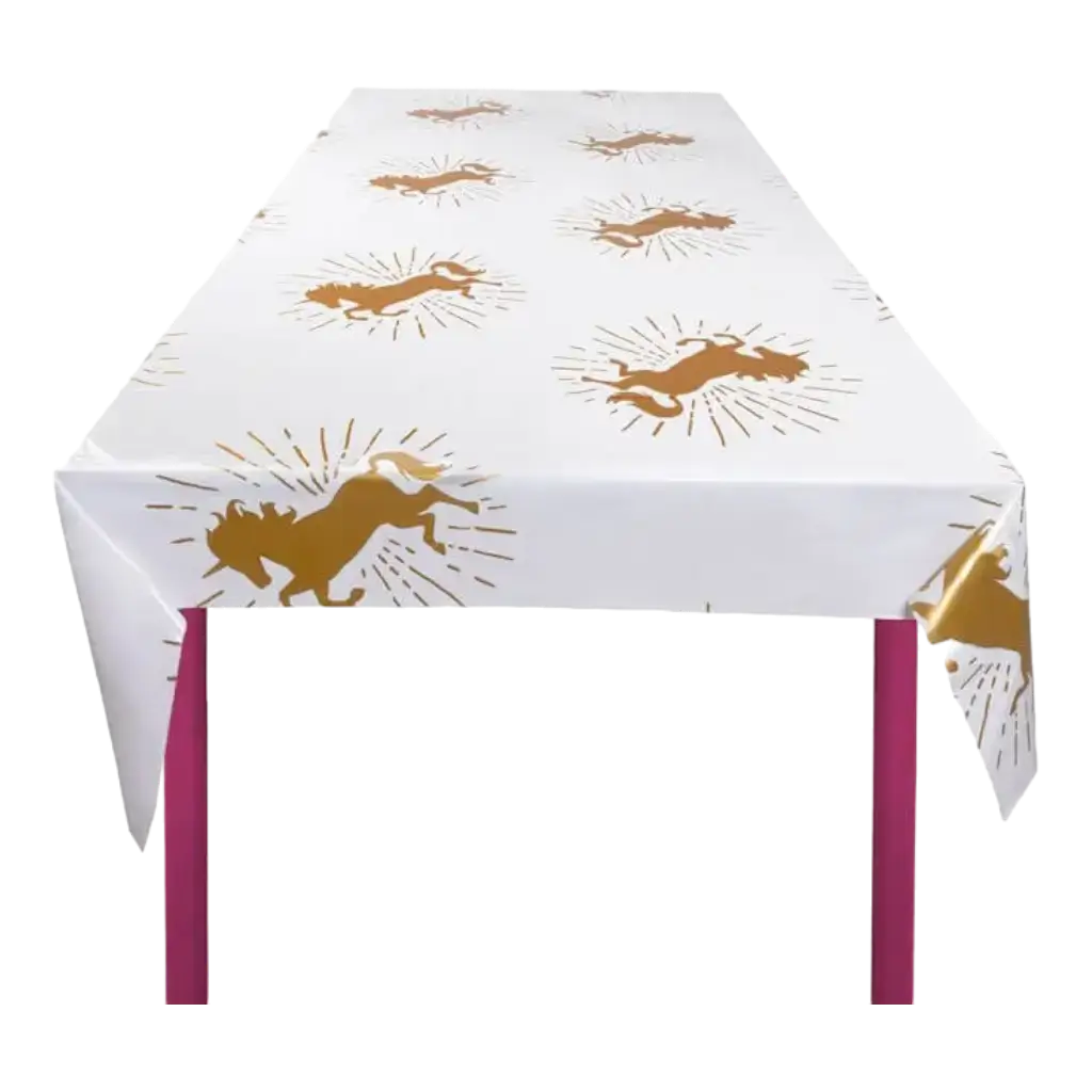 Weiße und goldene Einhorn-Tischdecke