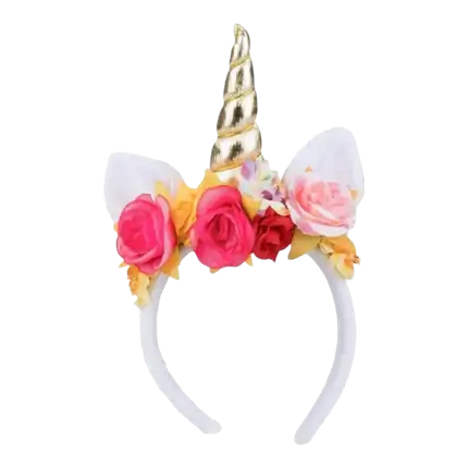 Einhorn Stirnband mit rosa Blüten