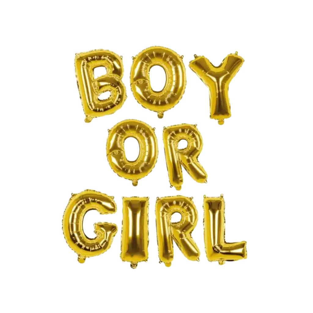 Aluminium-Ballongirlande "Boy or Girl" Gold
