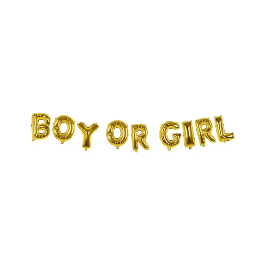 Aluminium-Ballongirlande "Boy or Girl" Gold