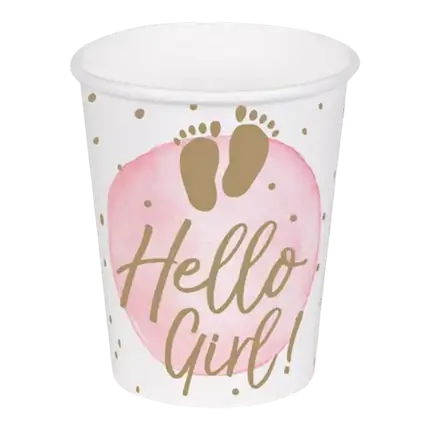 Rosa Hello girl Pappbecher (10er Set)