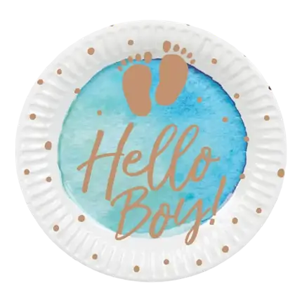 Blaue Hello Boy Pappteller (10er Set)