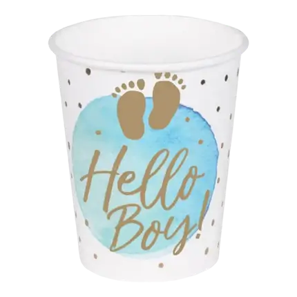 Blauer Hello boy Pappbecher (10er Set)