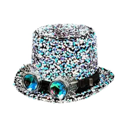 Hut im Retro-Silberstil mit Brille