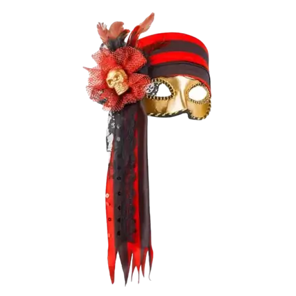 Venezianische Masken Piratenstil golden, rot und schwarz
