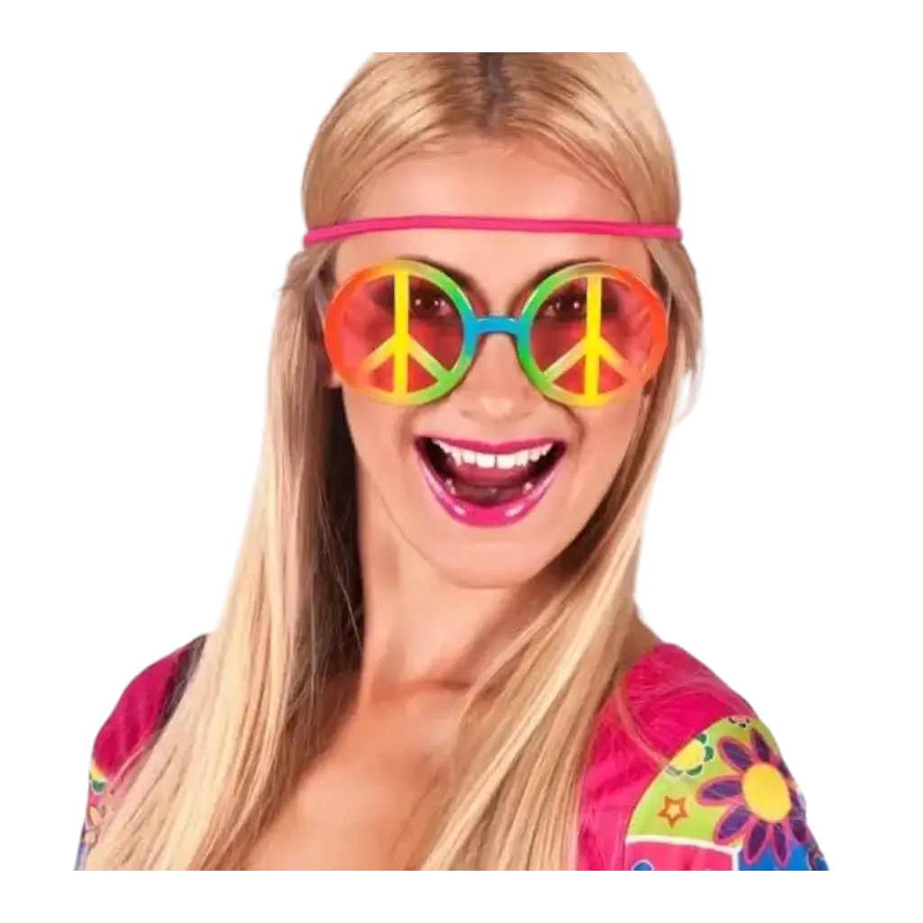 Hippie Tricolor Brille mit rosa Gläsern