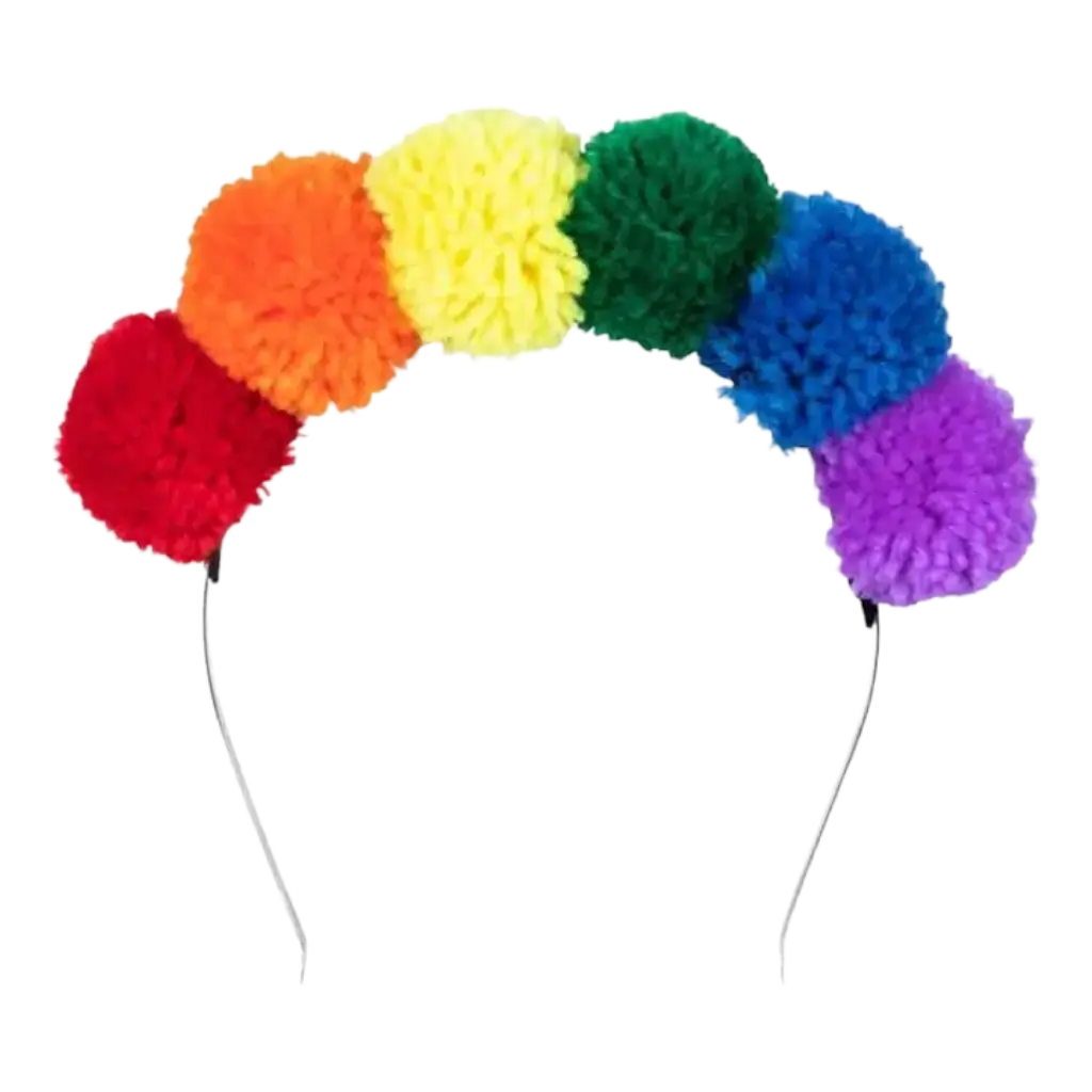 Regenbogen Pompom Stirnband