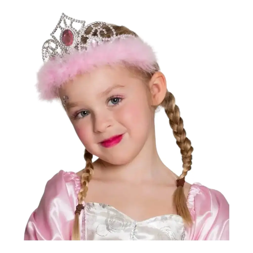 Prinzessinnenkrone mit rosa Federn