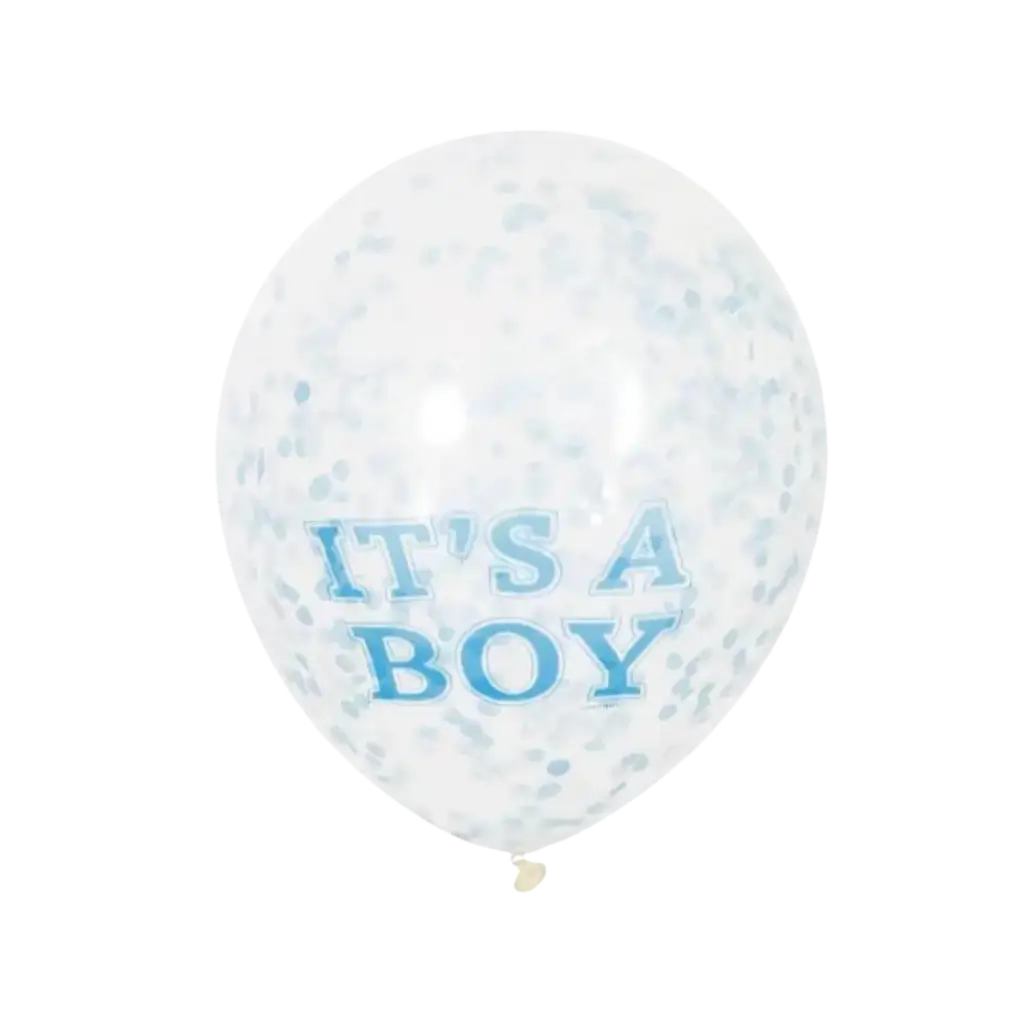 Transparenter Ballon mit blauem Konfetti x6 - Es ist ein - 30cm