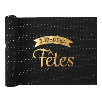 Happy Holidays Tischläufer aus Baumwolle - Schwarz - 3m * 28cm