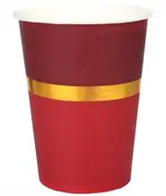Pappbecher Chic Christmas - Rot / Gold - 10er-Set