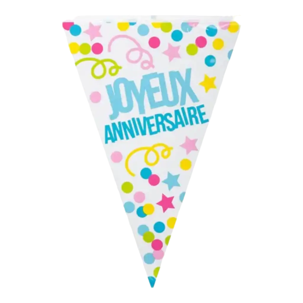 Girlande der Wimpel "Joyeux Anniversaire" Farbparty