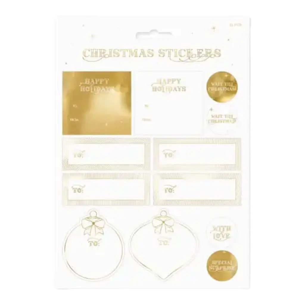12 Weihnachtsaufkleber - Verschiedene Designs - Gold