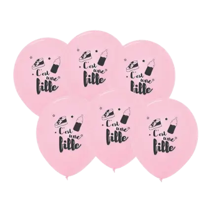Rosa Ballons - It's A Girl - 30cm - 6er-Set