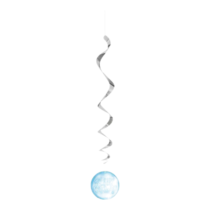 3 blaue & silberne Pendelleuchten - Baby Shower Boy