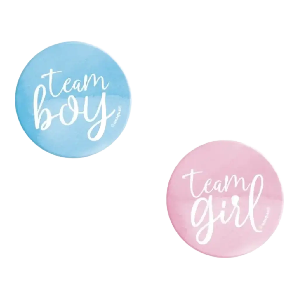 10 Team Girl / Team Boy Abzeichen - Gender Reveal Goodies