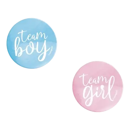 10 Team Girl / Team Boy Abzeichen - Gender Reveal Goodies