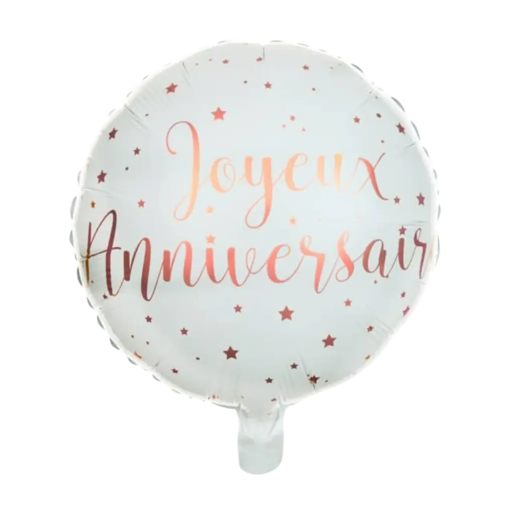 Happy Birthday Ballon Weiß / Roségold ø45cm