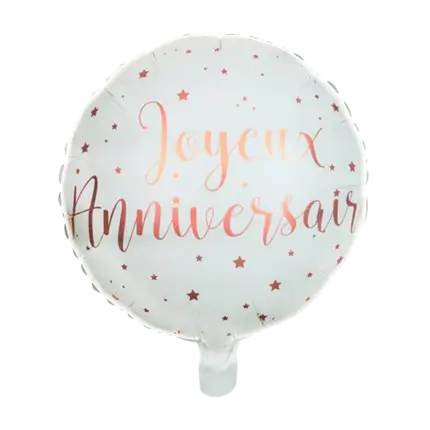 Happy Birthday Ballon Weiß / Roségold ø45cm