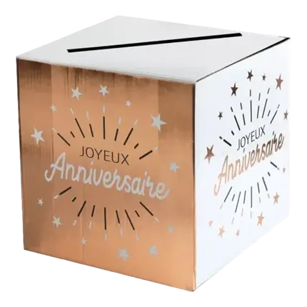 Rose Gold / Weiß Happy Birthday Papierurne