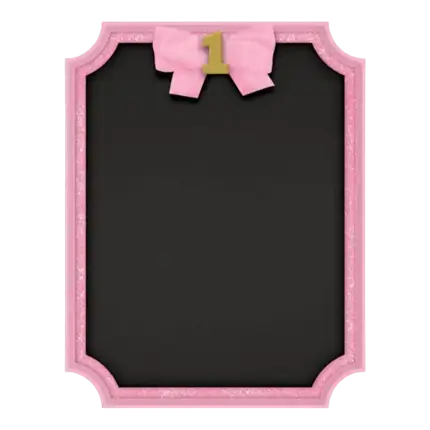 Tafel zum 1. Geburtstag mit rosa Umrandung 23x18cm