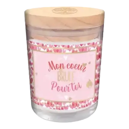 Glaskerze Mon cœur brule pour toi