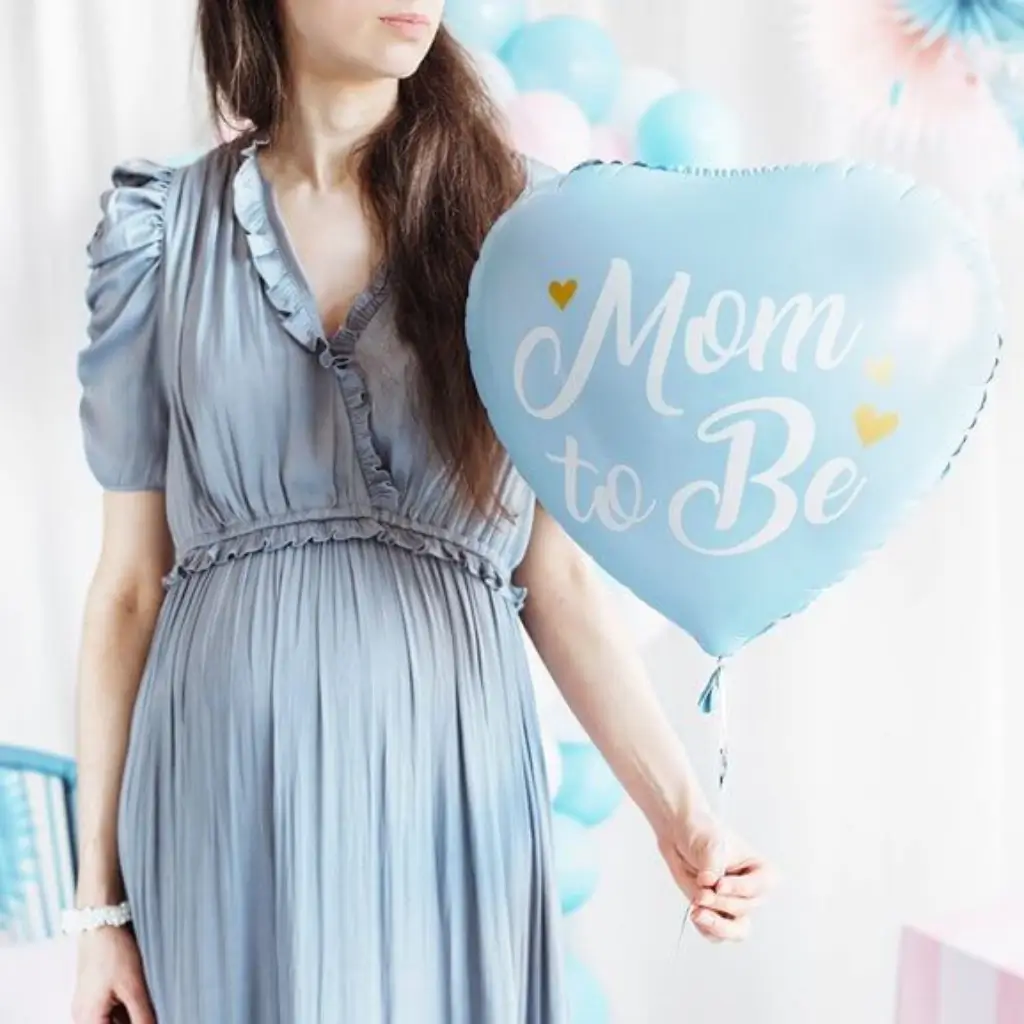 Ballon Aluminium Blaues Herz "Mom to be"- 35cm