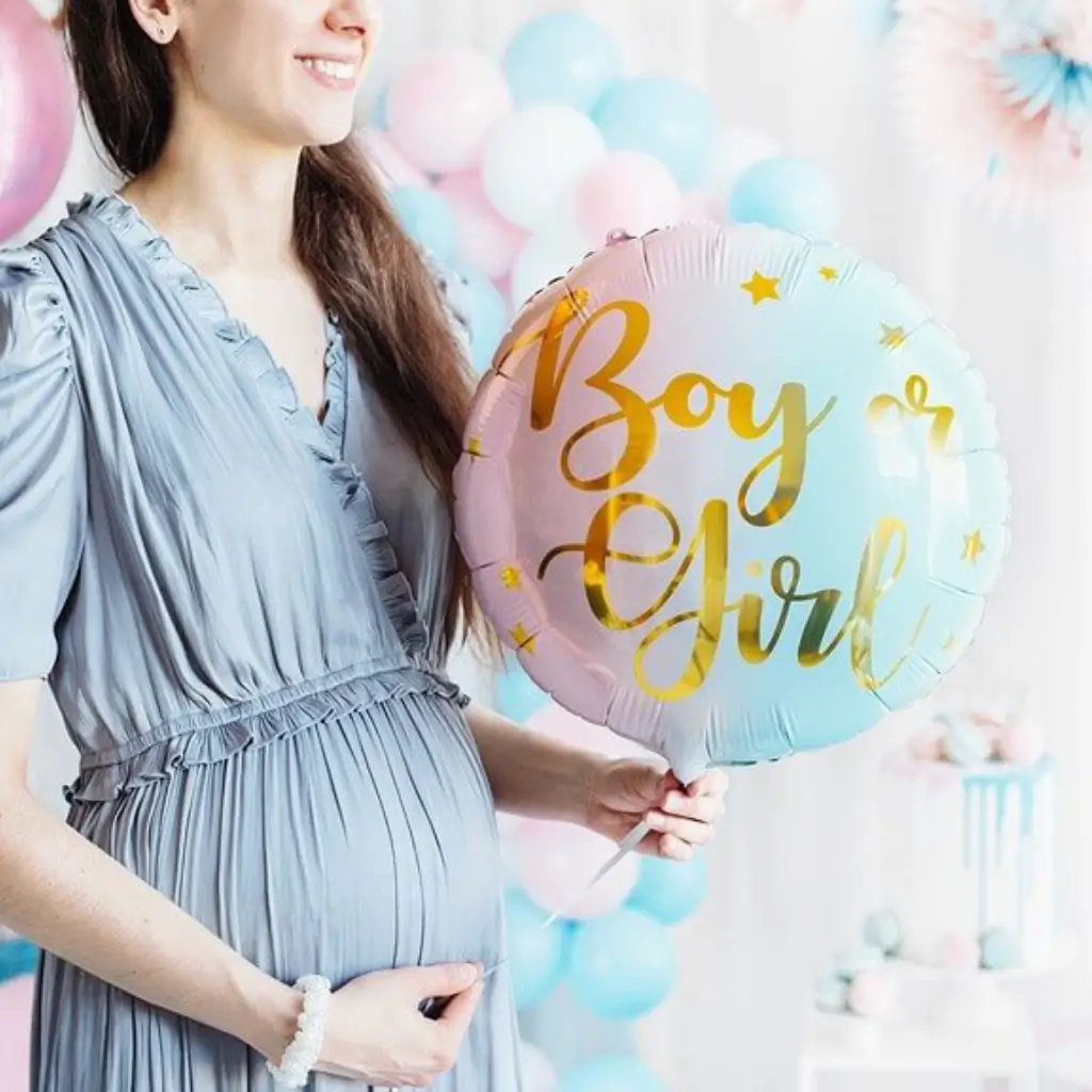 Rosa und blau Aluminium Ballon Boy or Girl ø35cm