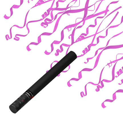 Manuelle Konfettikanone - Pinke Luftschlangen 50 cm - Magic FX