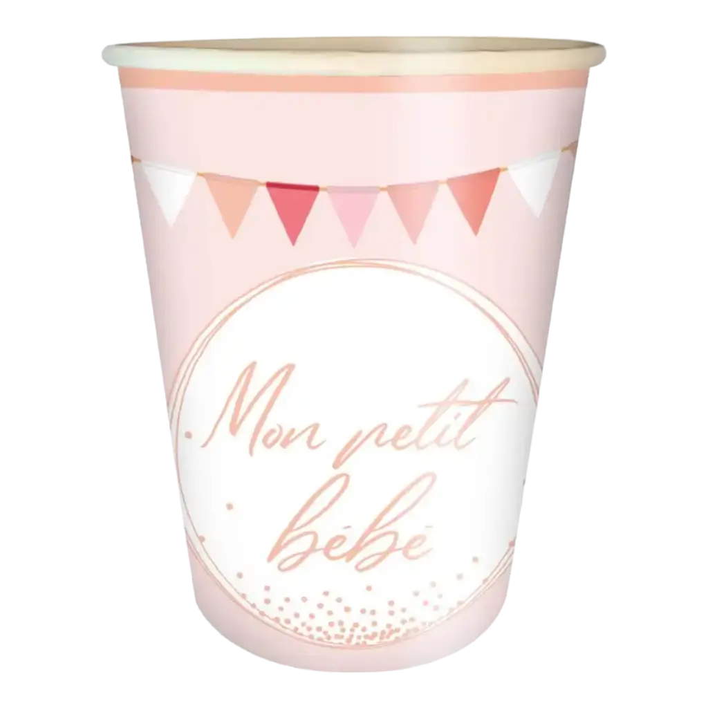 Papierbecher "Mein kleines Baby" Rosa - 6er-Set