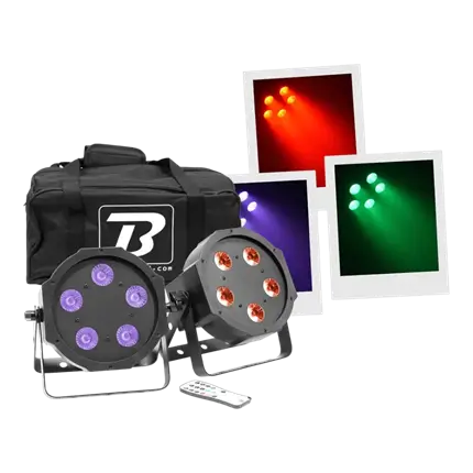 2 LED-PROJEKTOREN - FLAT PAR 5X5W 4IN1 SET - BOOMTONE DJ