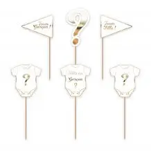 Bild Dekoration Torte Geschlecht enthüllen weiß und golden -6 Stück