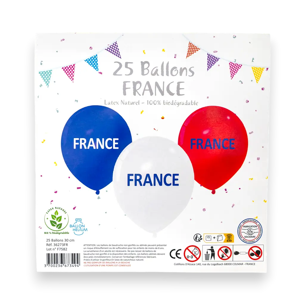 MENGE VON 25 BALLONS - BLAU WEISS ROT - FRANKREICH - 30CM