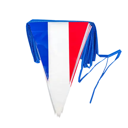 FRANKREICH KUNSTSTOFF-FAHNEN-GIRLANDE - BLAU WEIß ROT - 30x20