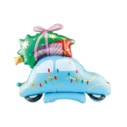 Weihnachtskugel Auto + Baum/Geschenke - Aluminium - 102x100cm