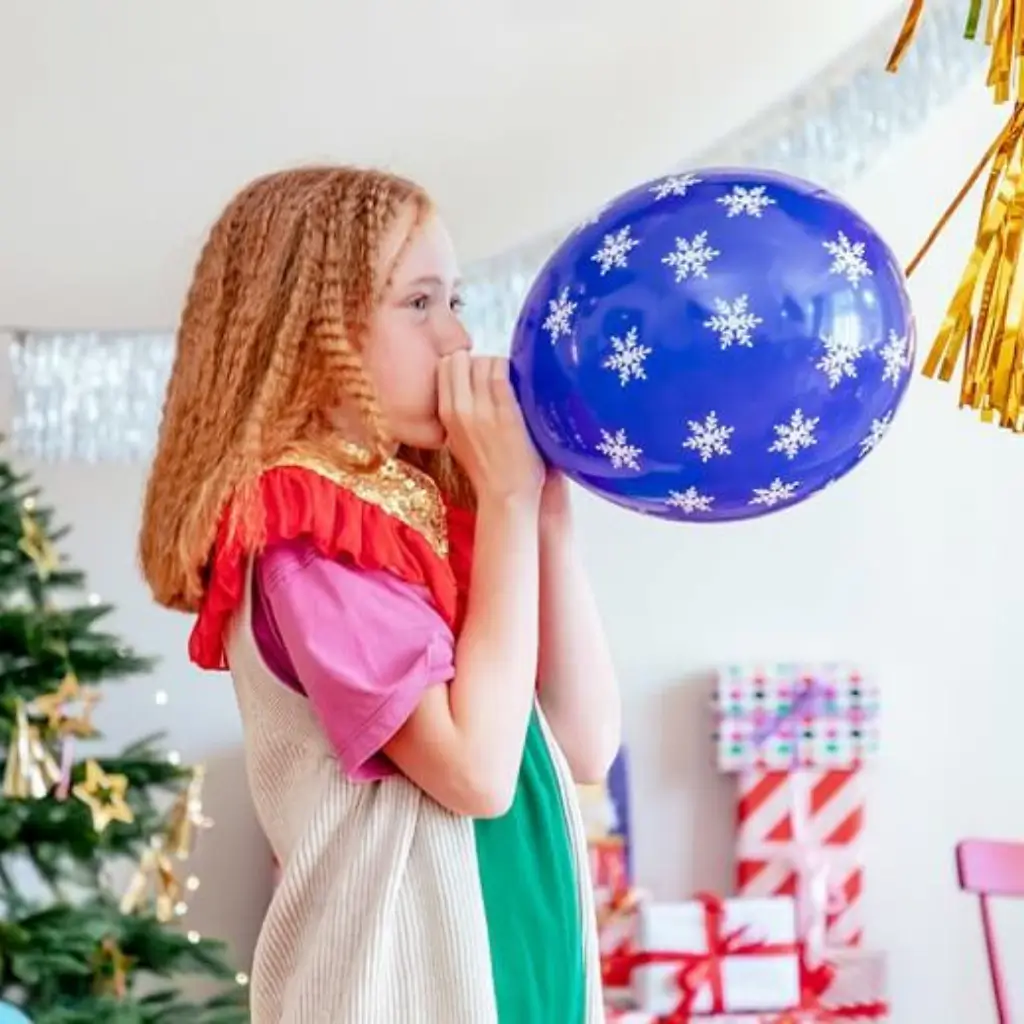 Set mit 6 bedruckten Weihnachtsballons - Blau/Grün/Rot/Gold - 30 cm